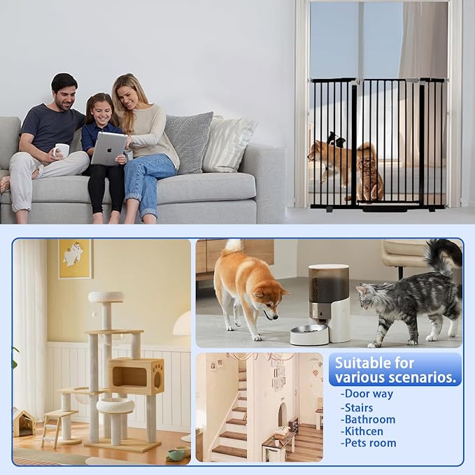 41" Tall Safety Pet Gate, Adjustable 29.92"-49.21" Wide, No Drilling Pressure - Image 7