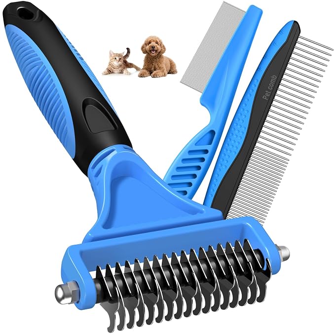 3PCS Pet Grooming Rake & Metal Comb & Flea Comb - Image 8