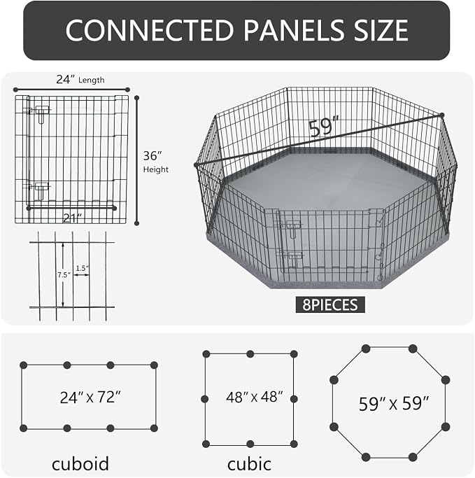 PETIME Foldable Metal Dog Exercise Pen/Pet Puppy Playpen Kennels Yard Fence - Image 3