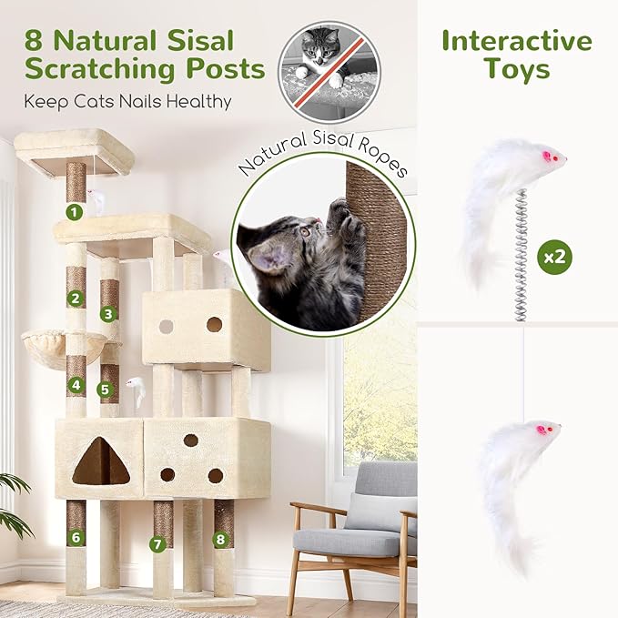 Globlazer Extra Large Cat Tower, 81-inch Tall Cat Tree - Image 6