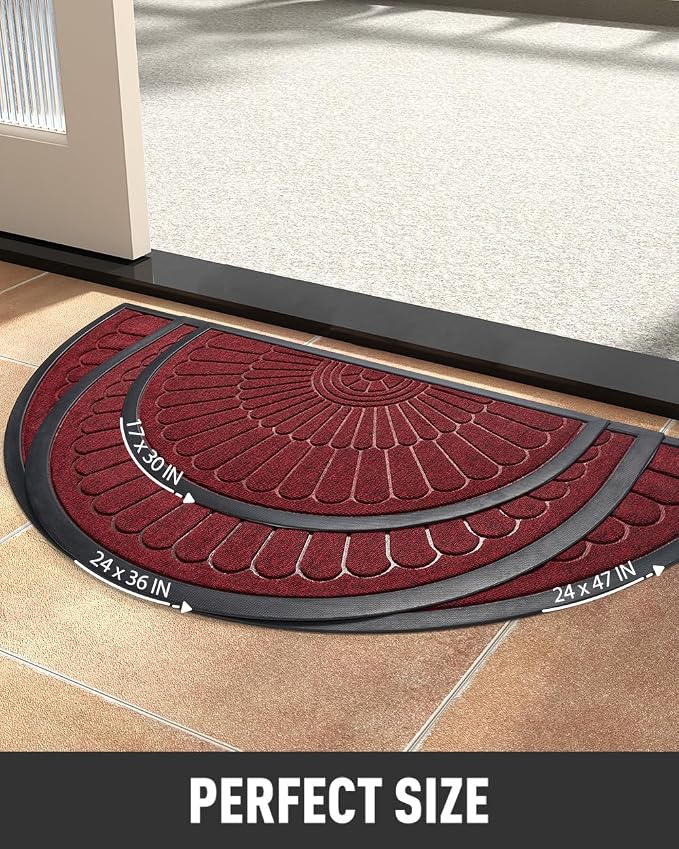 tchdio Door Mat Outdoor Indoor Entrance Doormat-Semicircular Durable Rubber Non - Image 7