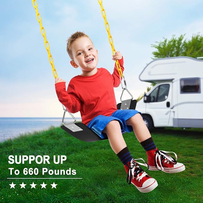 AGPTEK Swing Set, Seat with 66 Inch Anti-Rust Chains Thermoplastic Coated - Image 5
