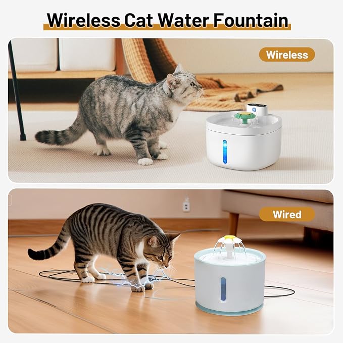 Wireless Cat Water Fountain, 42000mAH Battery Operated Cordless Cat Fountain - Image 3