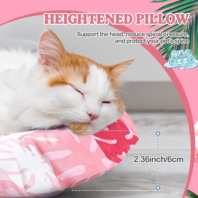 Pet Cooling Mat for Cats and Small Dogs, 20.1'' x 20.1'' Thickened Round Pink - Image 3