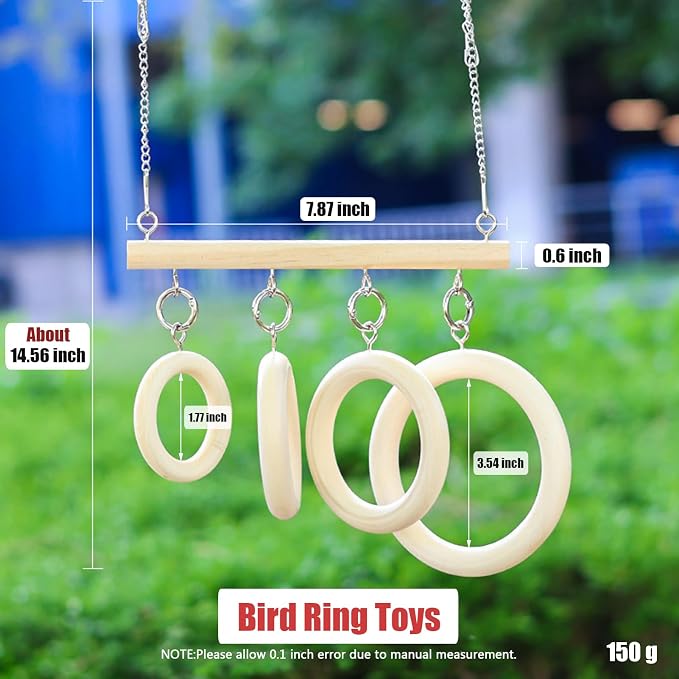 Bird Swing Rings for Cage, Hanging Bird Toys Natural Wooden, Bird Perch - Image 5