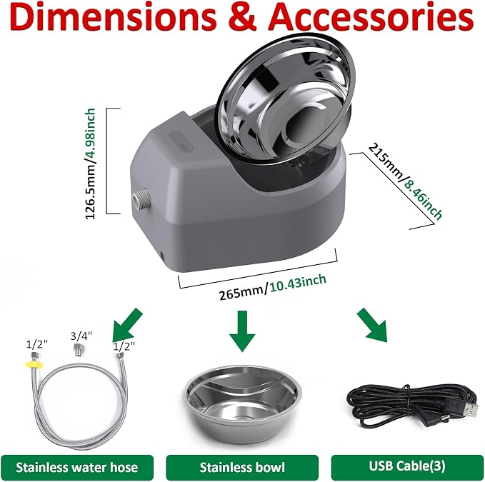 Dog Water Fountain Auto Filling Dog Water Dispenser Connect Water Supply - Image 5