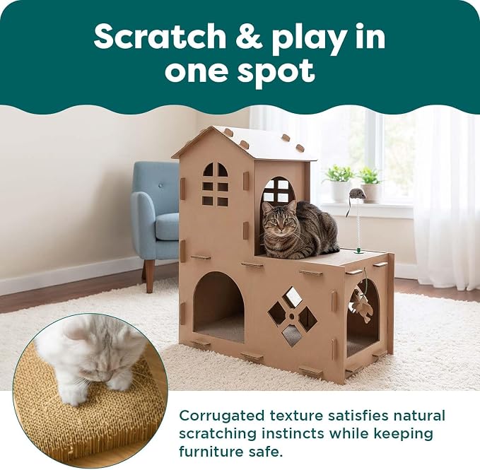 FurHaven Townhouse Multi-Level Cardboard Cat House - Image 6