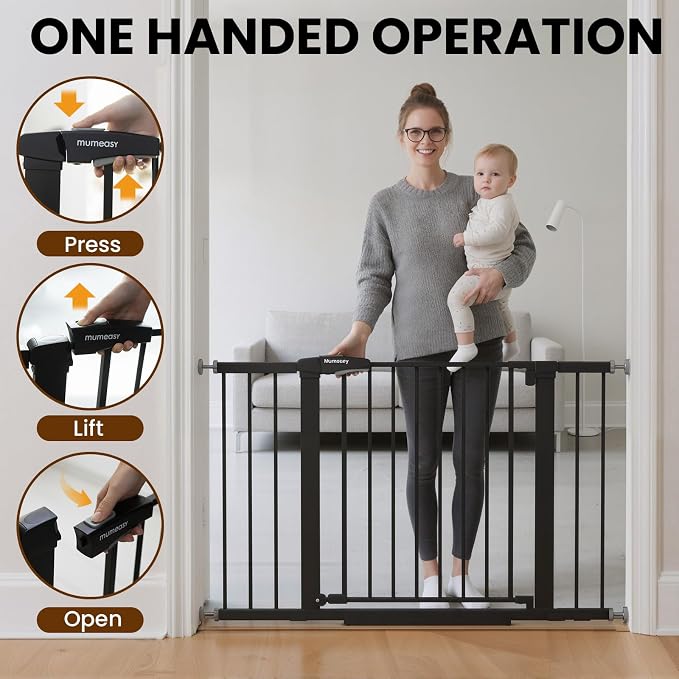 29.7-46" Extra Wide Baby Gate for Stairs, Pressure Mounted Dog Gate Indoor for - Image 6