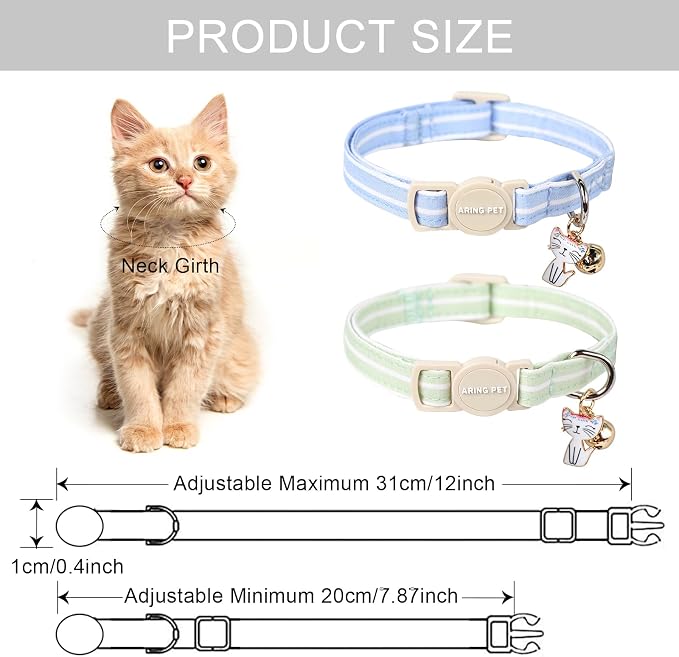 ARING PET 2 Pack Cat Collar-Cute Cotton Cat Collar Breakaway - Image 5