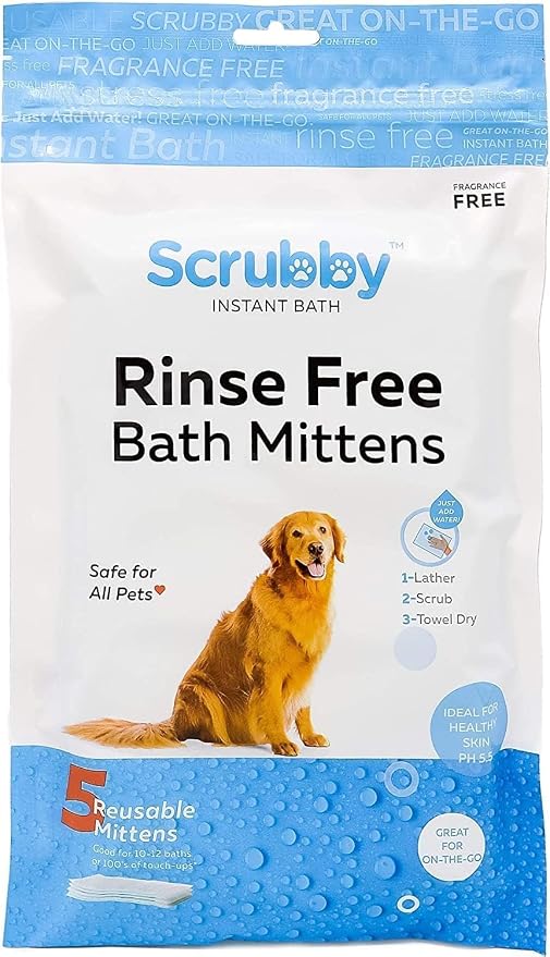 No Rinse Wipes | Rinse Free Shampoo Mittens | Dogs & Cats | Bath Wipes | - Image 2