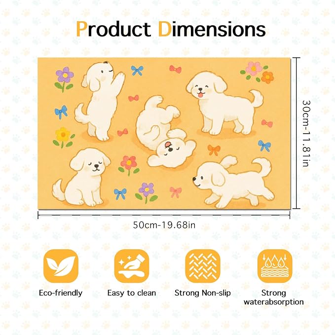 Bichon Frise Pet Food Mat Cute Spill-Proof Dog Water Bowl Mat Funning Mats - Image 6