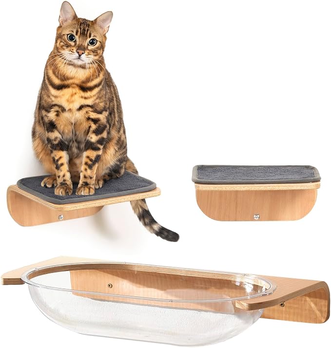Cat Wall Shelves for Cat Wall Steps, Wooden Floating Modern Mounted Space by SOJILET