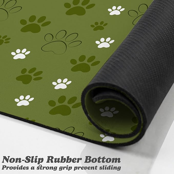 Dog Food Mat, Absorbent Water Bowl Mats Cat Pet Feeding Placemats Dark Green 16 - Image 3