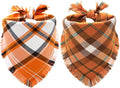 Fall Dog Bandanas, Autumn Halloween Orange Plaid Scarf, Triangle Holiday by CozyHaus