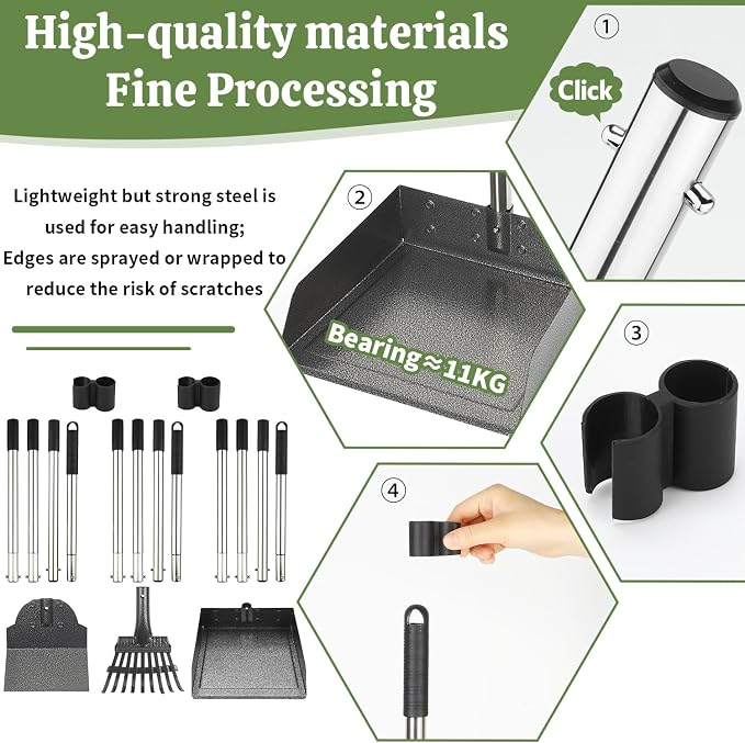 T2Y Pooper Scooper, Adjustable Stainless Steel Rake & Extra Large Tray - Image 4