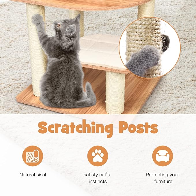 PETSITE 69 Inches Tall Cat Tree, Modern Wooden Cat Tower - Image 3