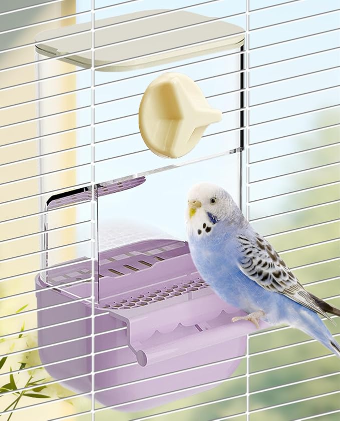 BNOSDM No Mess Bird Cage Feeders Automatic Bird Feeder Parrot Cage Accessories by BNOSDM