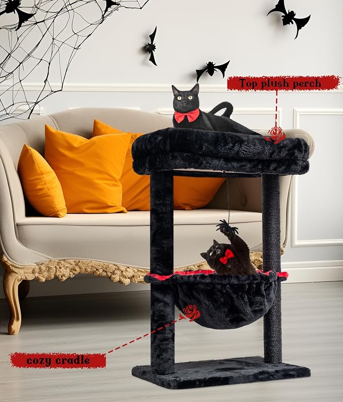 SYANDLVY Gothic Cat Tree with Coffin Bed - Image 3