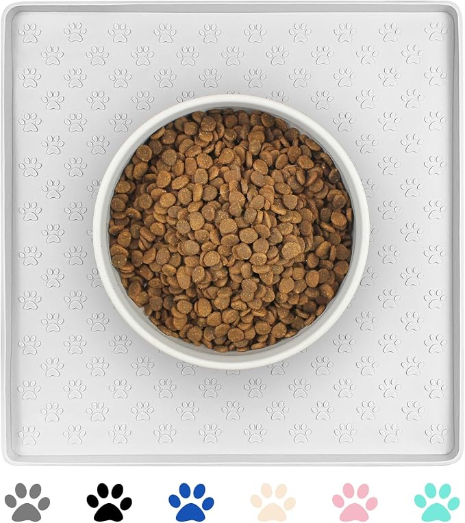 Ptlom Pet Placemat for Dog and Cat, Waterproof Silicone Pet Feeding Bowl Mats by PTLOM