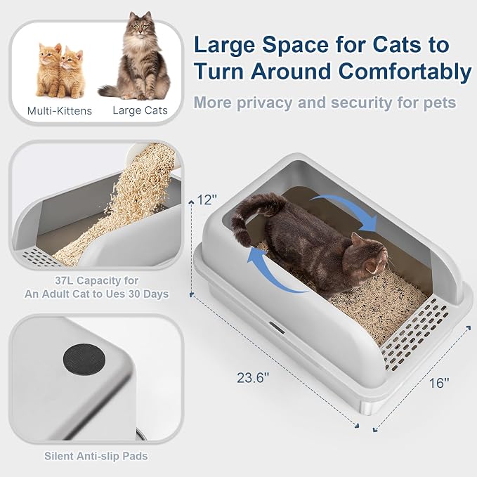 Enclosed Stainless Steel Cat Litter Box - Image 4