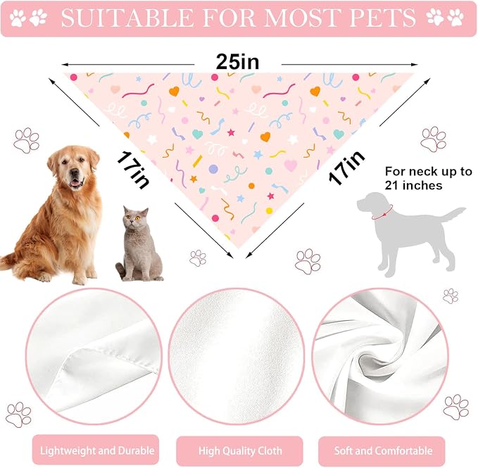 Happy Birthday Dog Bandanas, Double Sided Adjustable Birthday Party Pet - Image 2