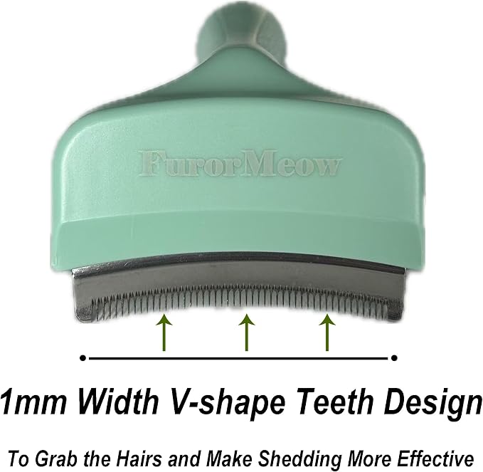 Pet Deshedding Tool with Curve Blade, Cat Grooming Brush, Tight V-shaped Teeth - Image 3