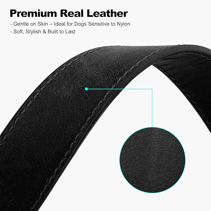 Plutus Pet Genuine Leather Dog Collar – Adjustable Pet Collar - Image 4