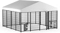 LOVMOR Outdoor Dog Kennel with Roof, Heavy Duty Steel Dog Run Enclosure by LOVMOR