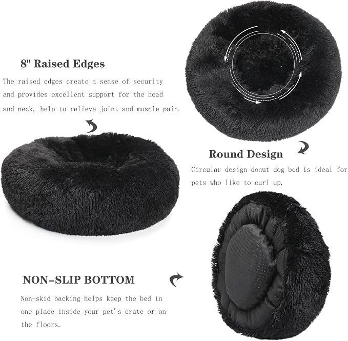 Calming Donut Dogs Beds for Small Dogs Washable, 28inch Plush Round Pet Bed for - Image 5