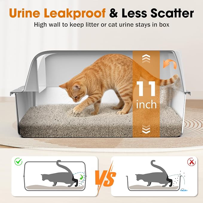 2PACK Stainless Steel Litter Box, Extra Large Litter Boxes - Image 2