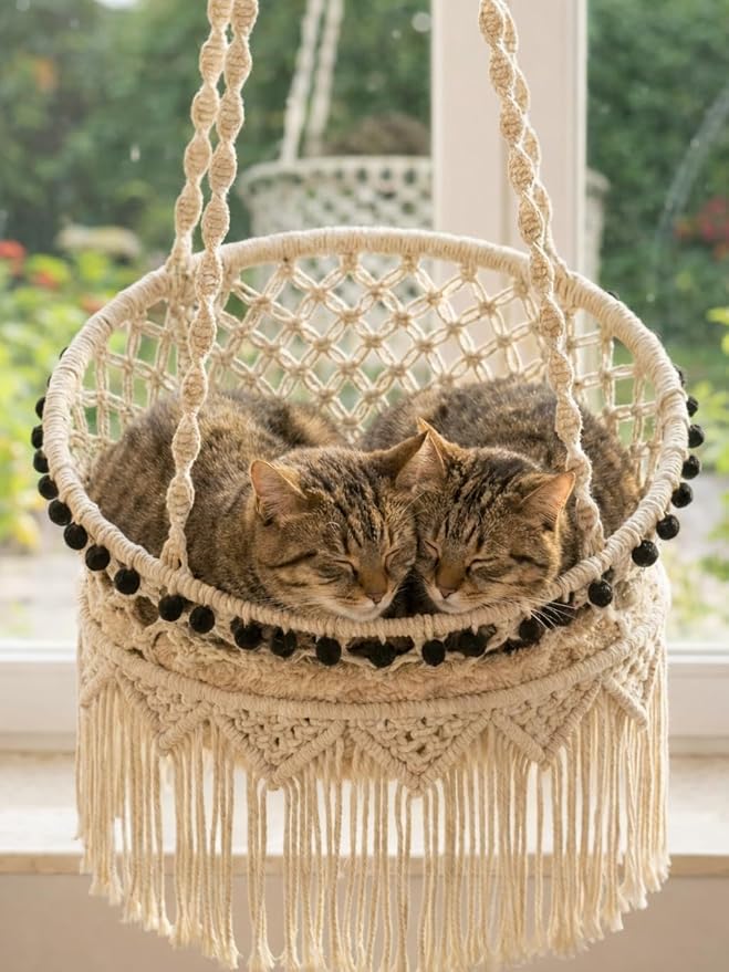 KARCEEY Macrame Cat Hammock by KARCEEYStudio