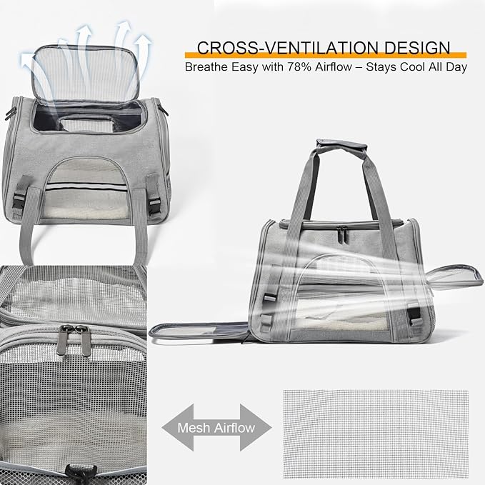 Dog Cat Carrier Soft for Small Pet Up to 16 Lbs TSA Airline Approved Travel - Image 4