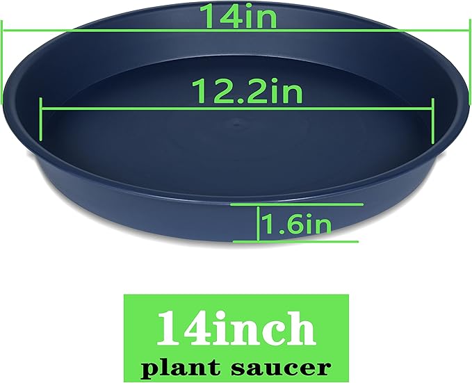 2 Pack of 14 inch Plant Saucers Bird Bath Bow Round, Plastic Plant Saucer Tray - Image 2