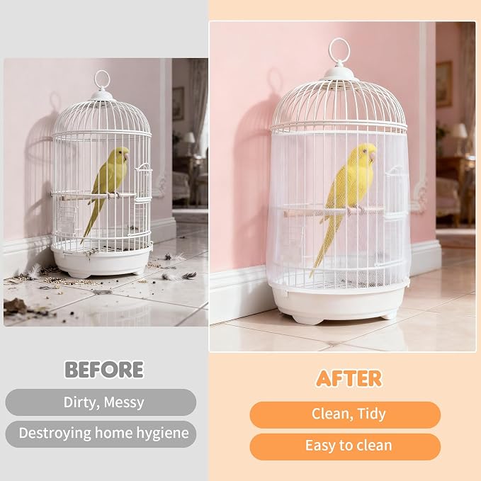 Bird Cage Cover, Circumference 40-68 inches Bird Cage Seed Catcher, Adjustable - Image 5