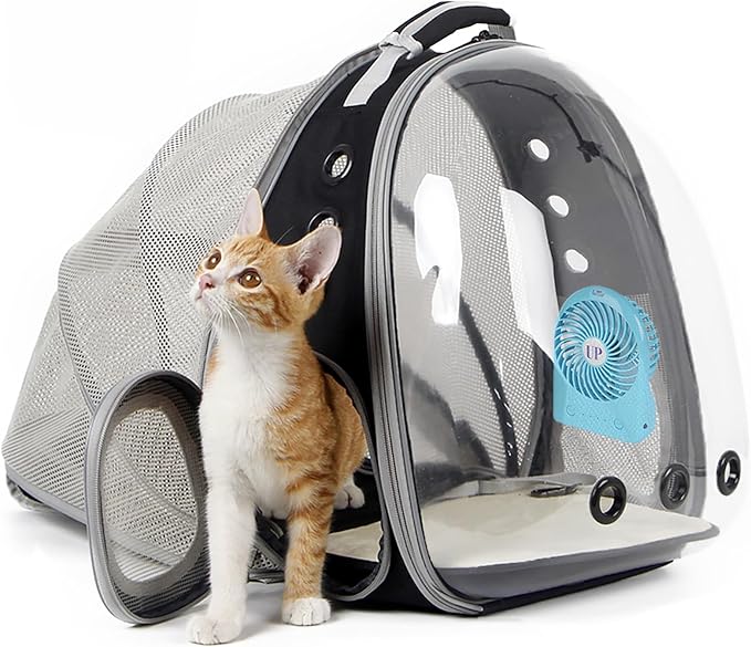 Cat Bubble Backpack with Fan, Fit up to 12 lbs, Space Capsule Astronaut Clear by halinfer