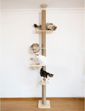Floor-to-Ceiling Cat Tree with Natural Sisal Rope Scratching Post by TQEW