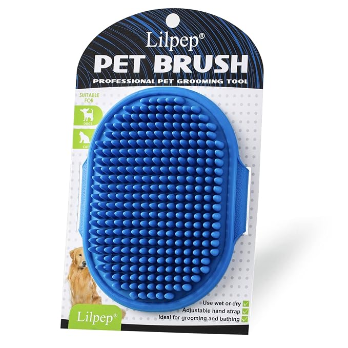 Dog Grooming Brush, Lilpep Pet Shampoo Bath Brush Soothing Massage Rubber Comb by PetSupplies