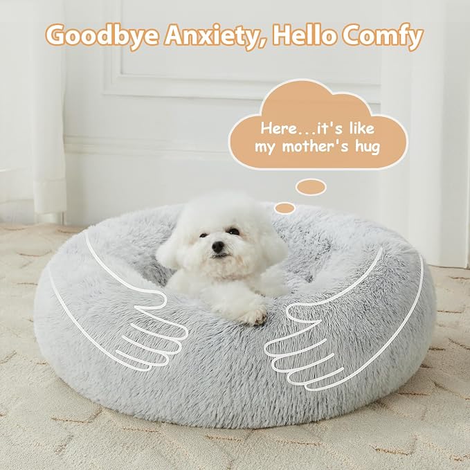WNPETHOME Calming Dog Bed Cat Bed Donut, Faux Fur Pet Bed Self-Warming Donut - Image 7
