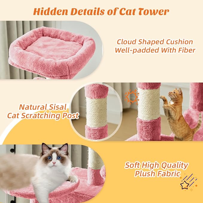 Sweetcrispy 44 inch Cat Tree Tower, Small Cat Climbing Tower - Image 5