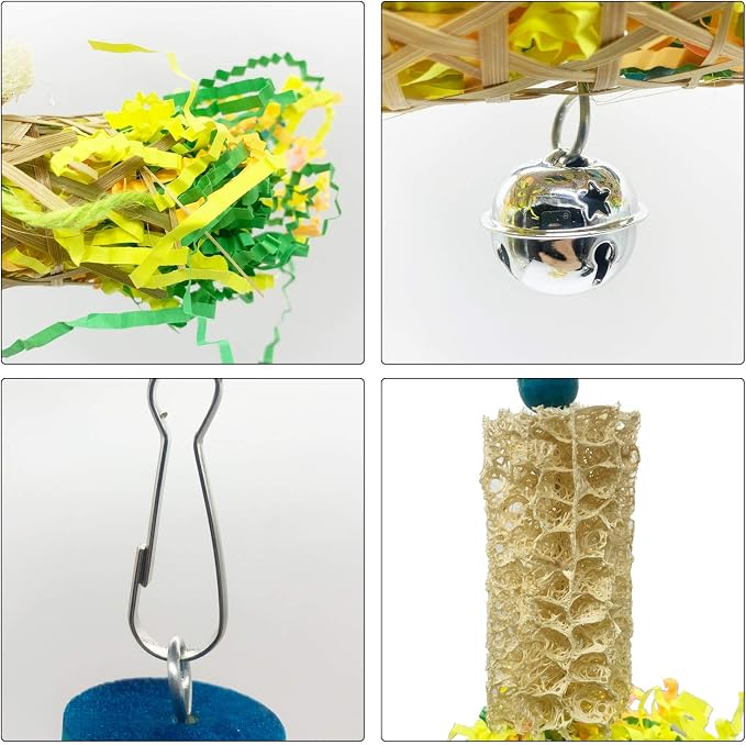 EBaokuup Bird Parrots Shredding Toys Parakeet Chewing Toys Bird Loofah Toys - Image 2