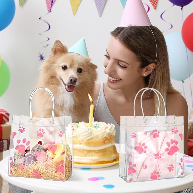 Teling 20 Packs Dog Paw Clear PVC Gift Bags - Image 6