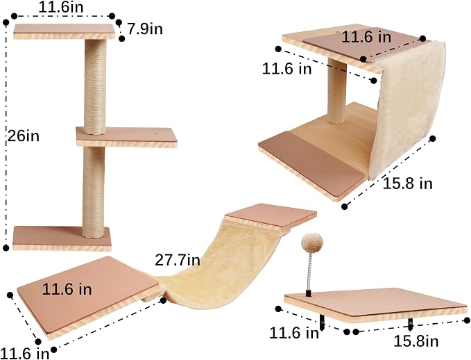 Cat Shelves for Wall，Solid Wood Cat Wall Furniture - Image 2