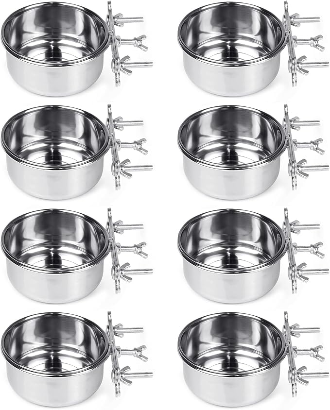 Tfwadmx 8 Pcs Bird Feeding Dish Cups, Parrot Food Bowl Clamp Holder Coop Cup by Tfwadmx