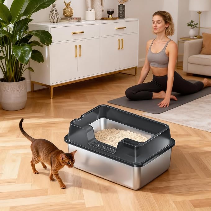 Stainless Steel Litter Box, XL Enclosed Cat Litter Boxes - Image 7