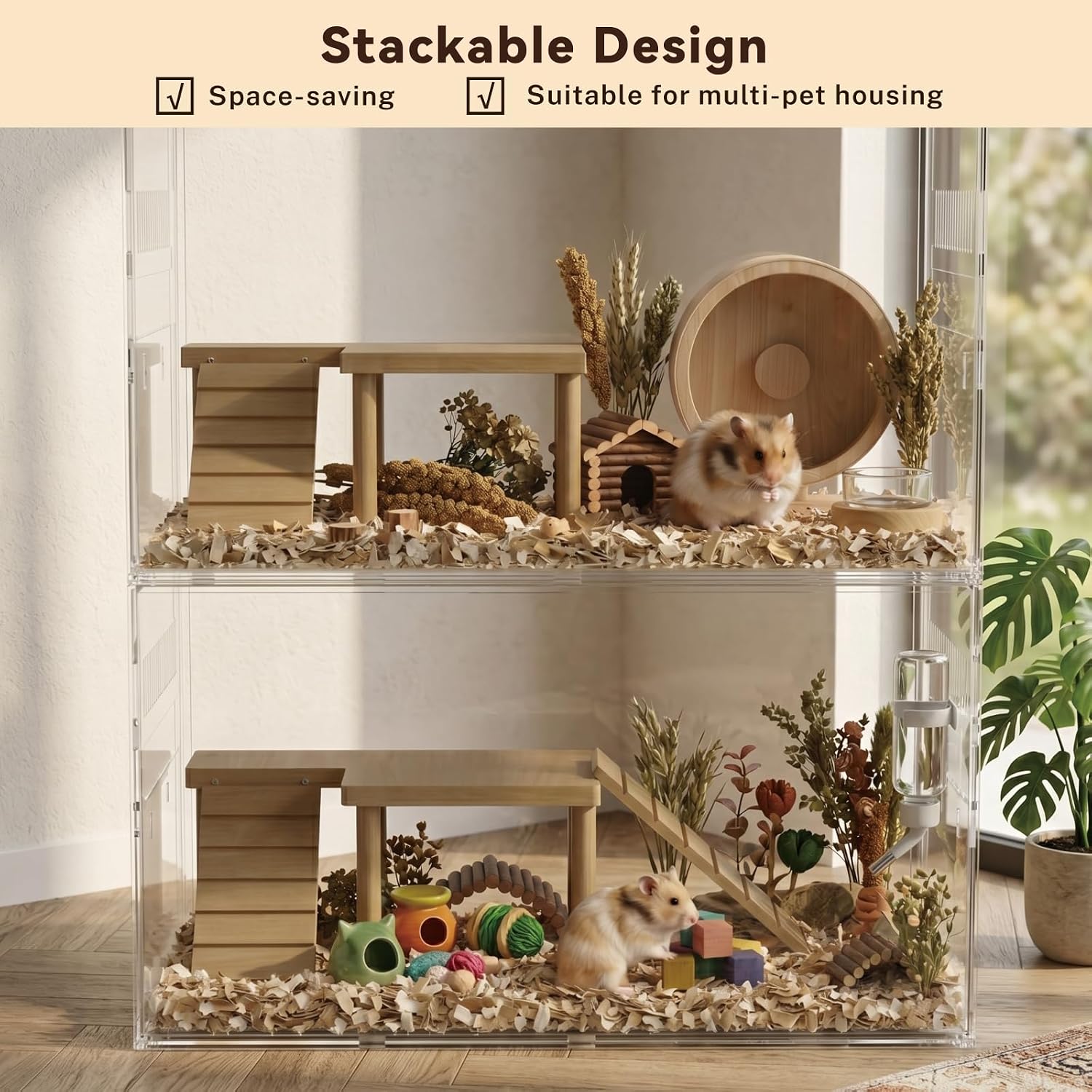 STILLCOVE Transparent Hamster Cage, 2-Tier - GlobalHabitat Supply