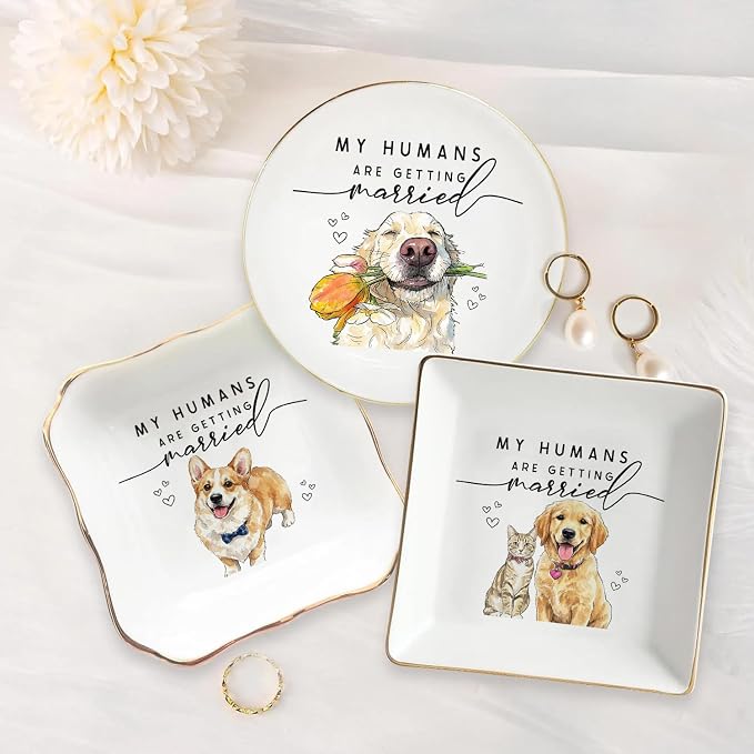 Custom Pet Portrait Watercolor Ring Dish, My Humans Are Getting Married Jewelry - Image 4