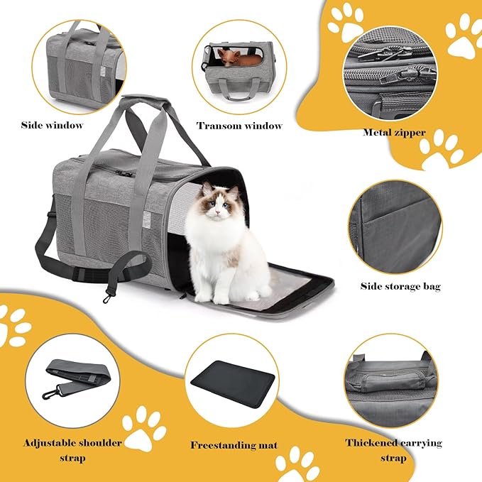 Pet Carrier Bag for Cats, Cat Soft-Sided Carriers Collapsible Ventilated - Image 4
