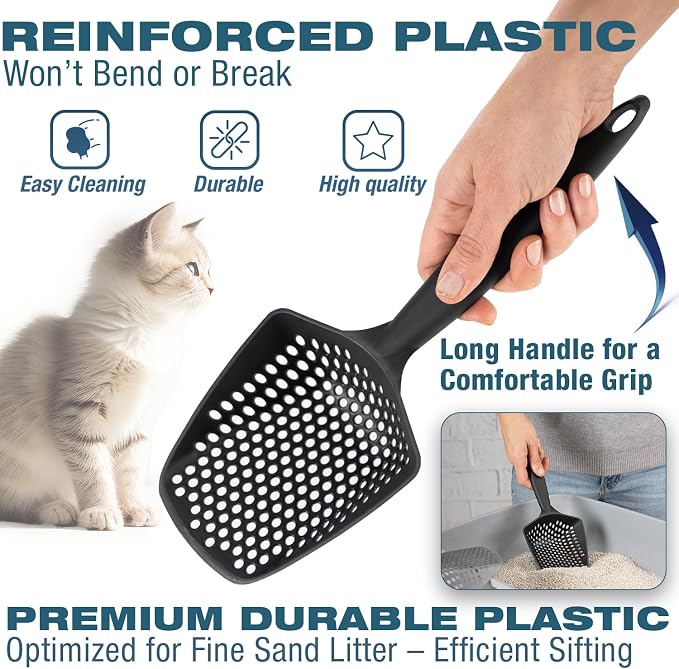 Set of 2 Cat Litter Scoop with Small Holes, Deep Sifting Shovel - Image 2