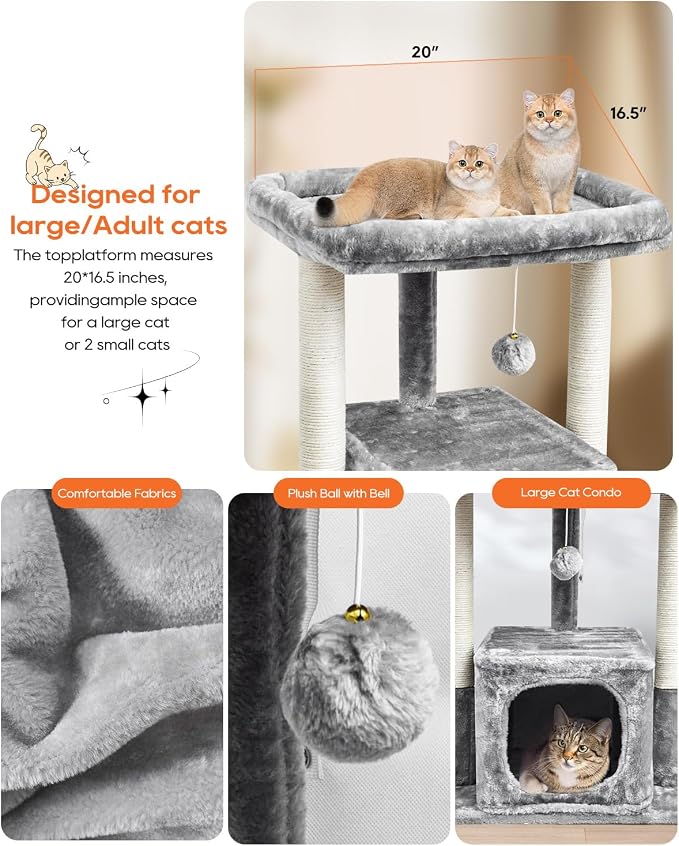 SYANDLVY 27IN Cat Tree for Indoor Cats Large Adult, Modern Activity Tower - Image 4