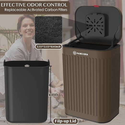 PAWZIDEA Wall Mount Dog Poop Trash Can Outside, 2.1 Gallon Small Dog Waste Bin - Image 3